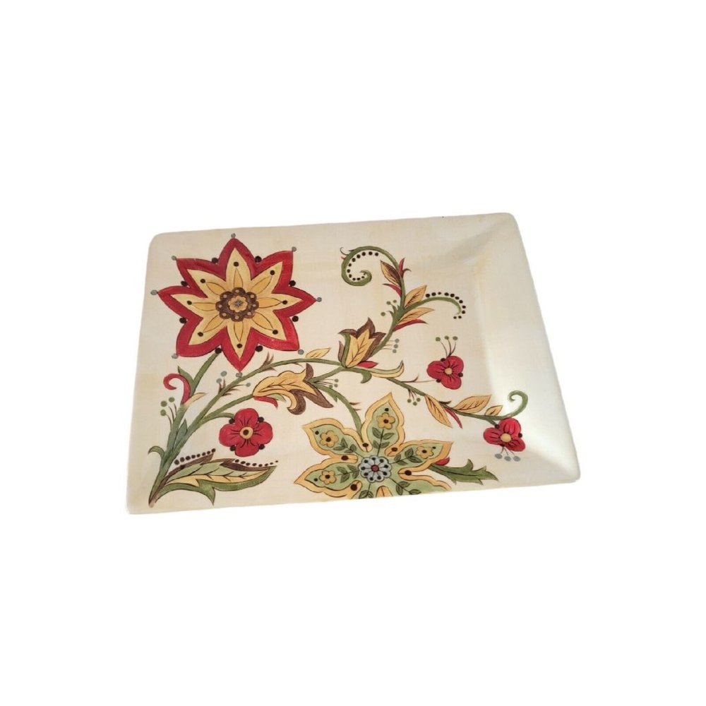 Pier 1 Imports Carynthum 16" x 12" Large Serving Platter Earthenware Floral